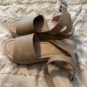 Tan Espadrille Shoes with Crisscross Straps